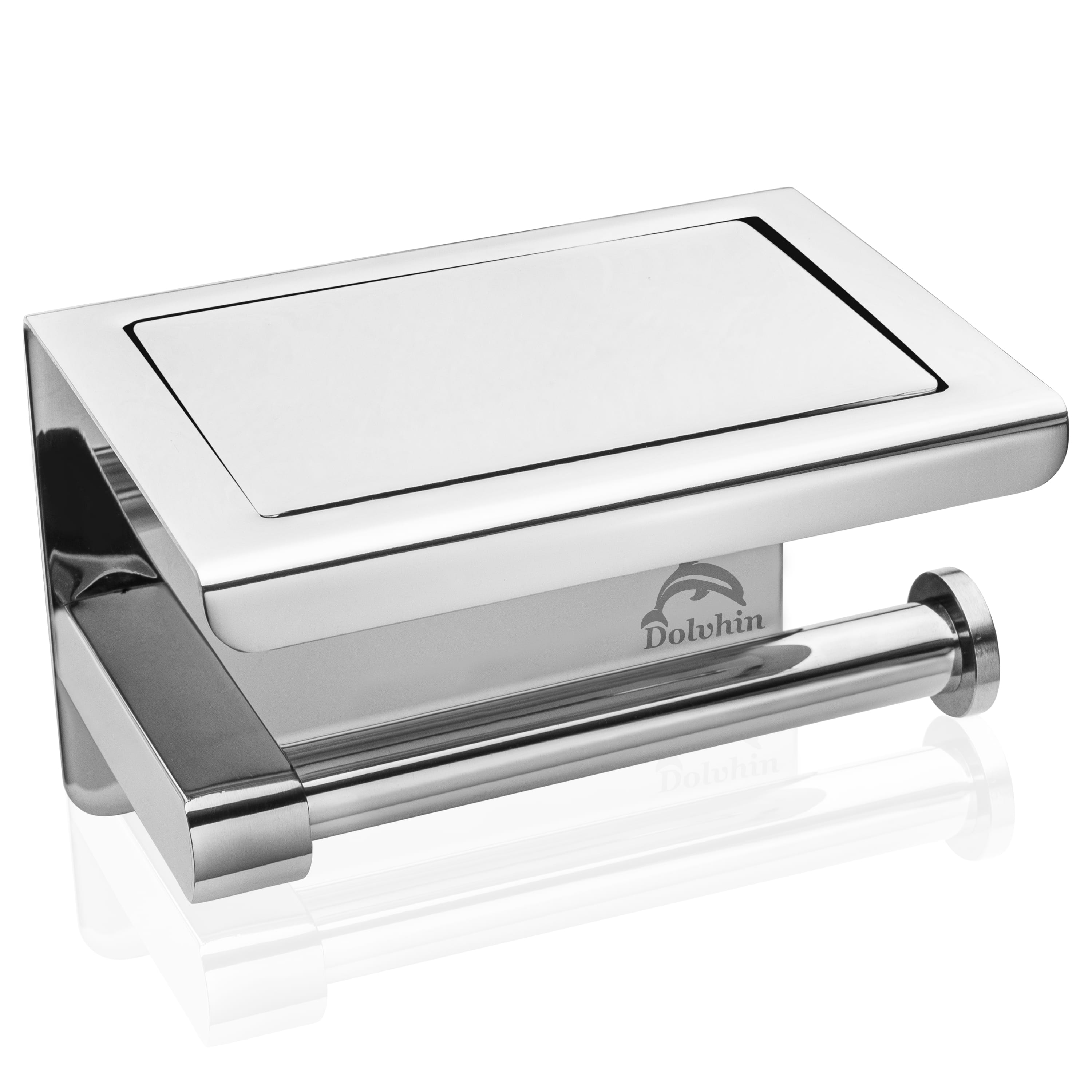 Toilettenpapierhalter ohne Bohren Chrom poliert mit Ablage für Handy, Feuchttücher, etc.