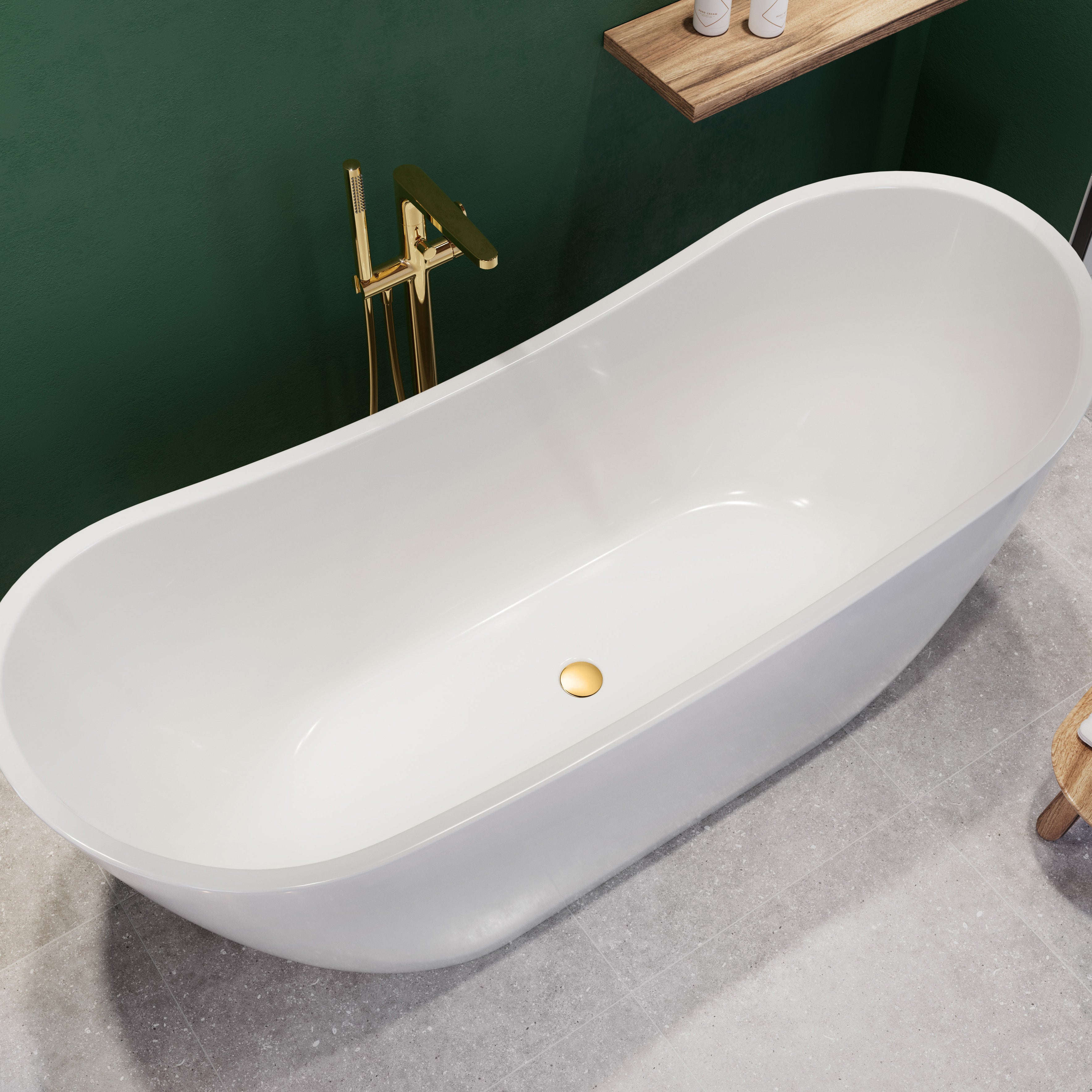 Detail der glatten Oberfläche der freistehenden Acryl-Badewanne Vento – pflegeleicht & hygienisch