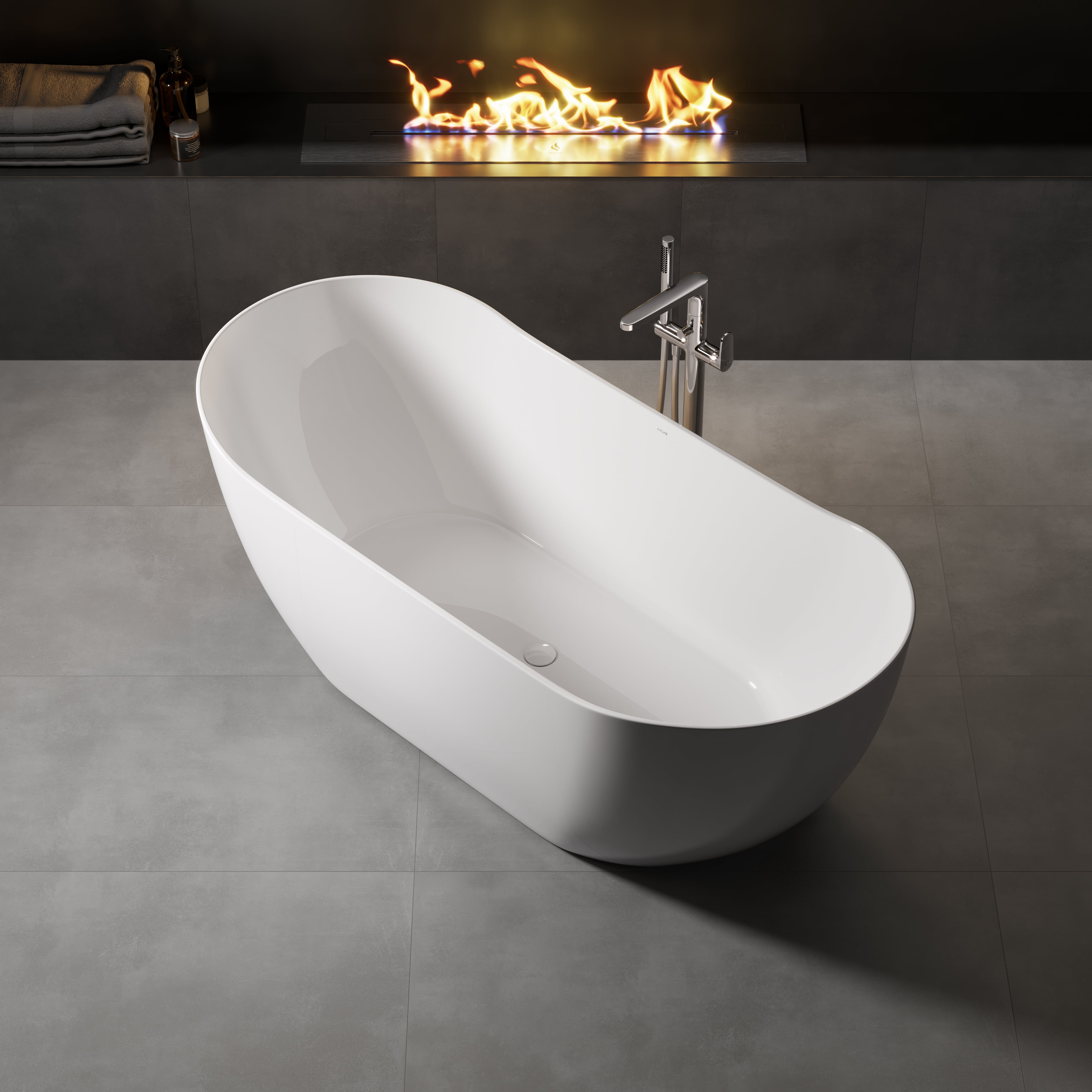 Detailaufnahme der glatten Oberfläche der „Inverto“ Acryl-Badewanne – pflegeleicht & hygienisch