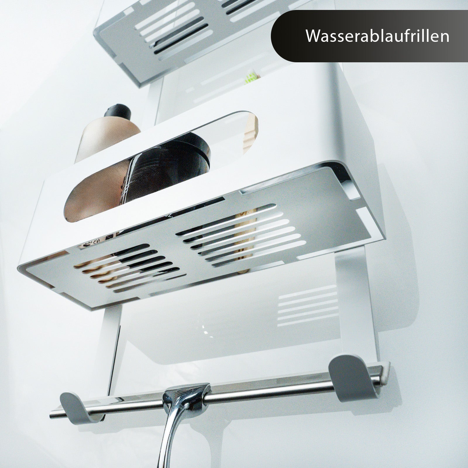 Kein Bohren oder Schrauben Badablage zum einhängen mit Wasserauslaufrillen