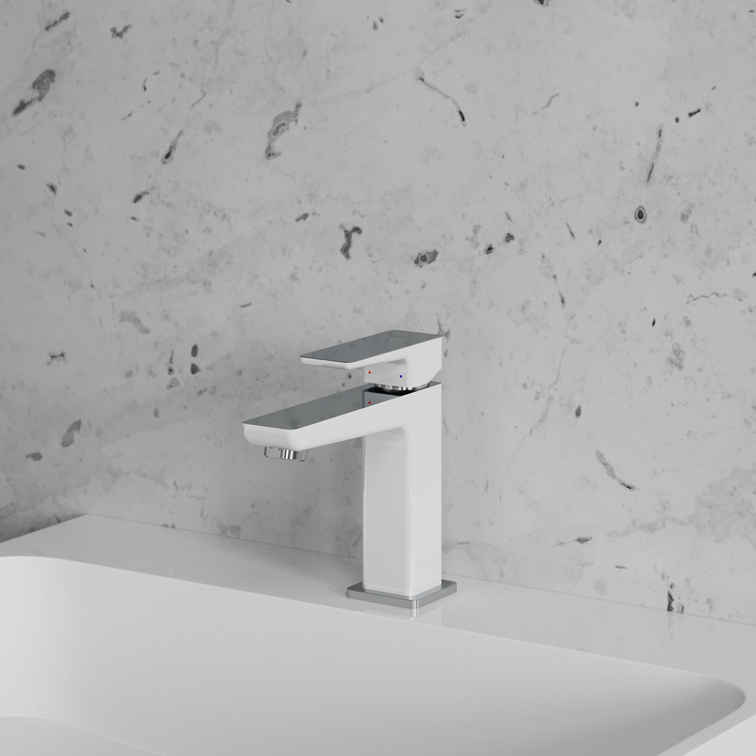 Waschtischarmatur PARMA in Chrom/Weiß mit EcoWater-Technologie