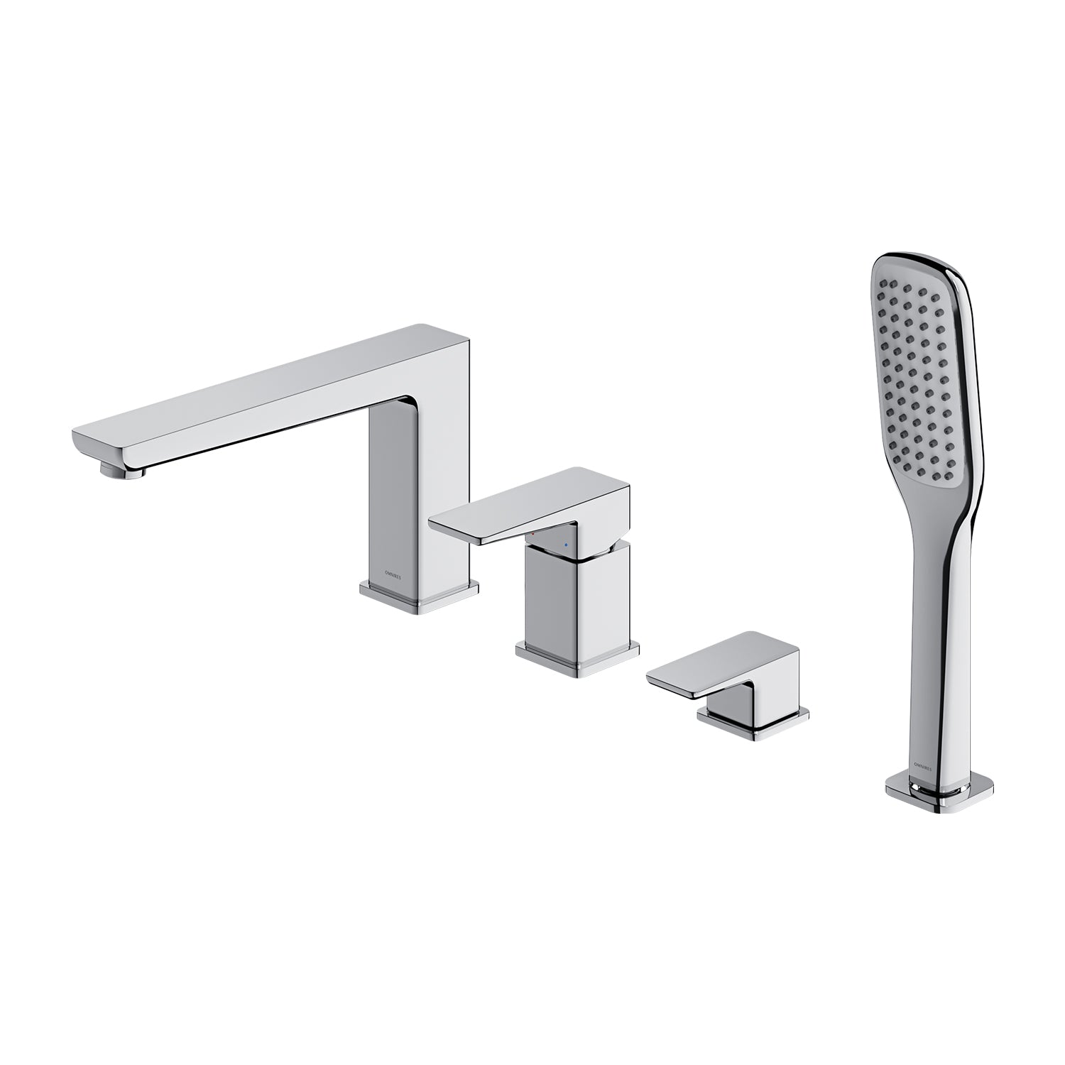 PARMA 4-Loch Wannenrandarmatur aus Messing mit Handbrause in Chrom