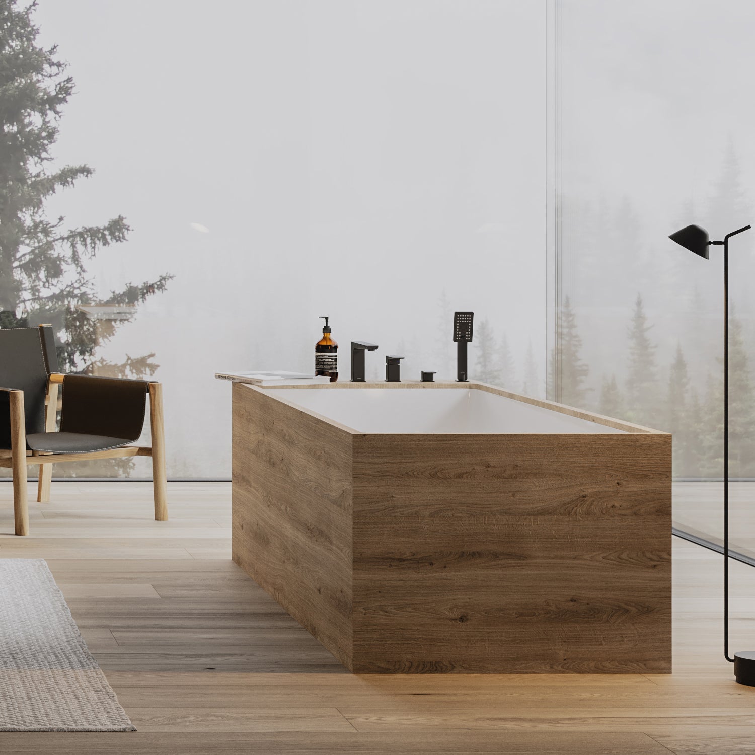 Design-Badewannenarmatur PARMA zur Wannenrandmontage, mit Handbrause