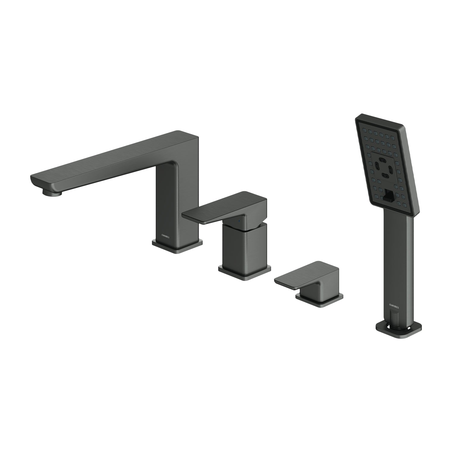 PARMA 4-Loch Wannenrandarmatur aus Messing mit Handbrause in Graphit