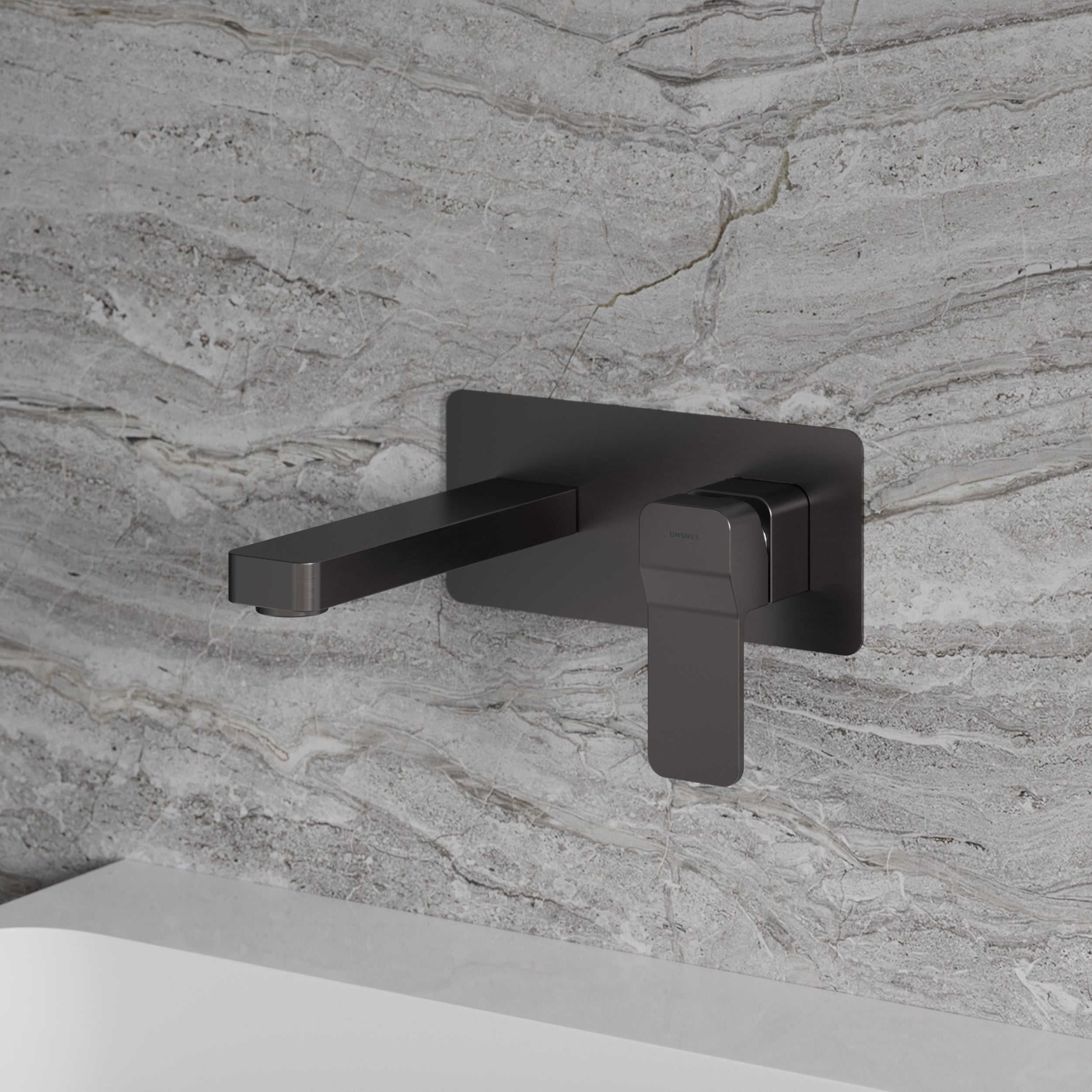 Waschtischarmatur-Unterputz aus Messing - Modell Slide in der Farbe Graphit