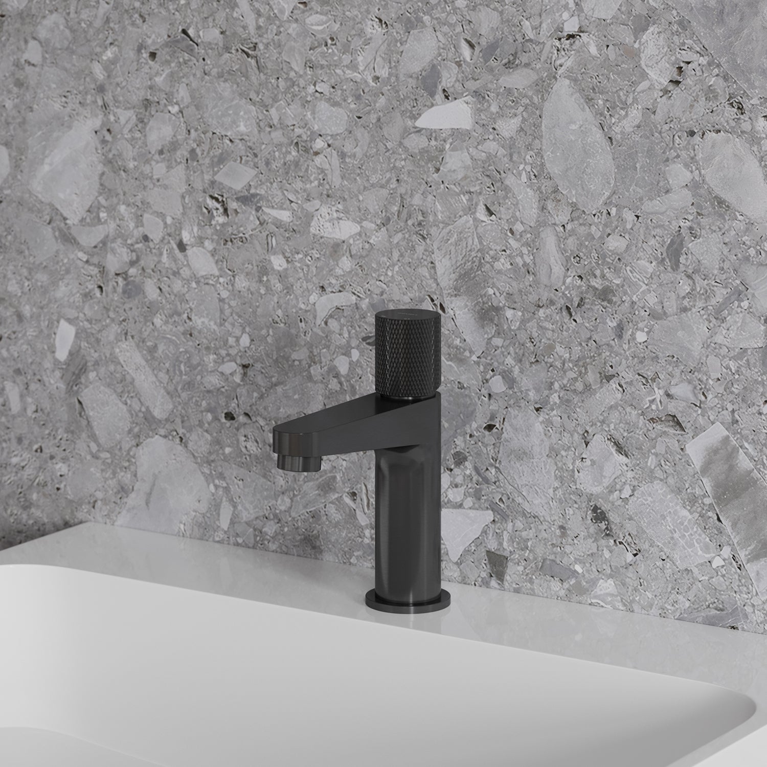 Waschtischarmatur „CONTOUR“ aus Messing in Anthrazit – modernes Design mit EcoWater-Technologie