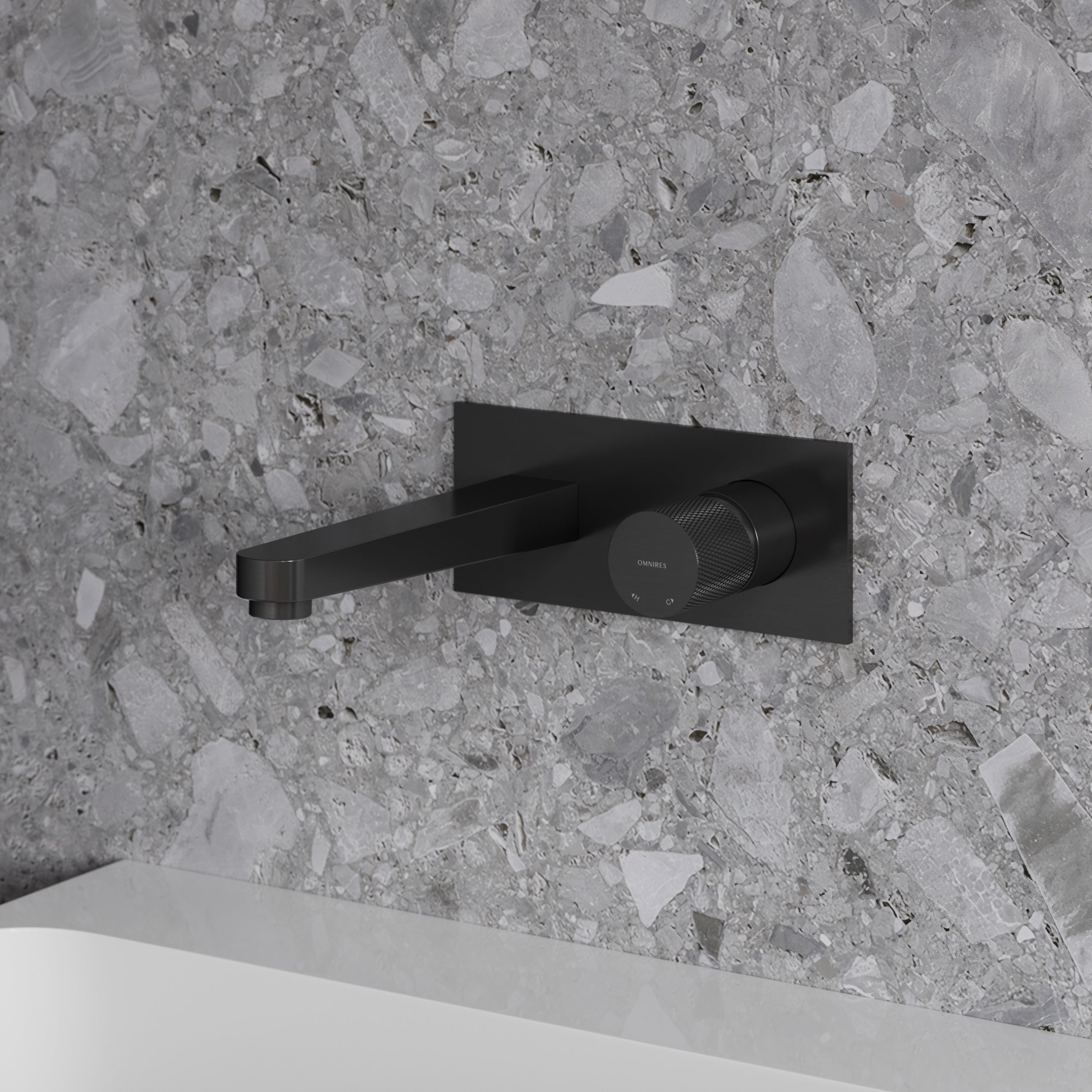 Unterputz-Waschtischarmatur CONTOUR aus Messing – architektonisches Design mit PVD Beschichtung in Anthrazit gebürstet