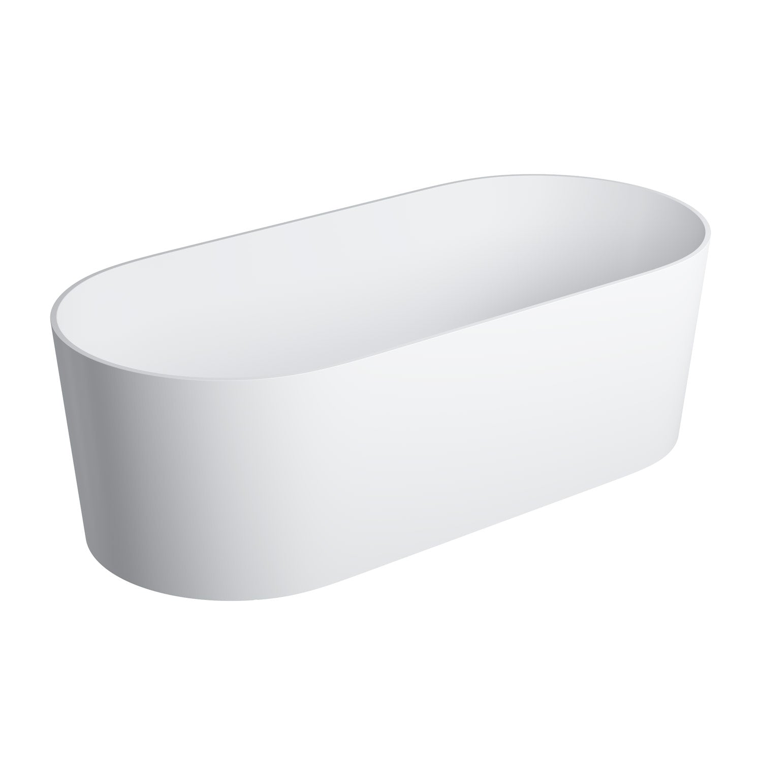 Detailaufnahme der samtweichen weißen Oberfläche der freistehenden Mineralguss-Badewanne OVO M+