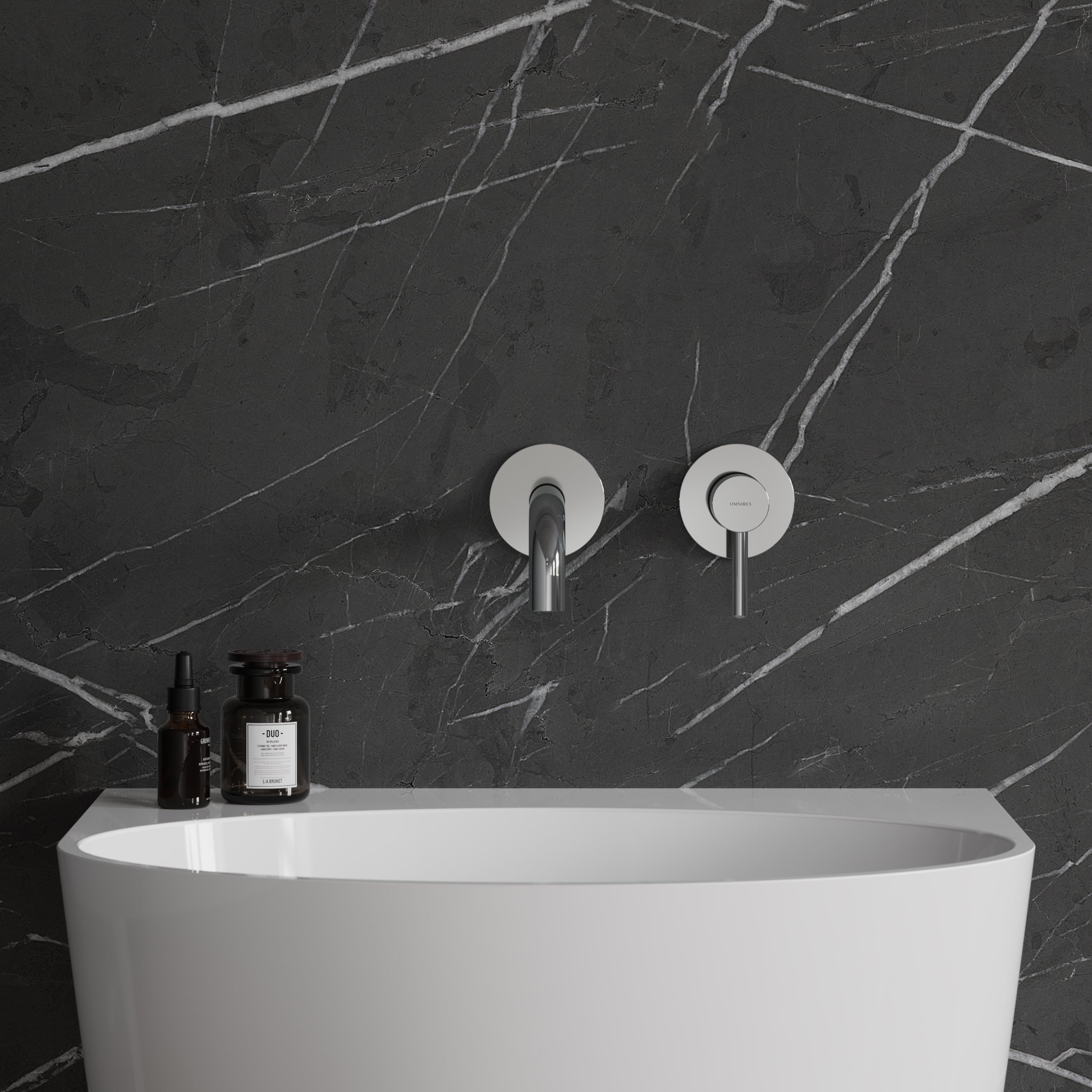 Frontansicht der Unterputz-Waschbeckenarmatur Y – schlanke Linienführung und minimalistisches Design