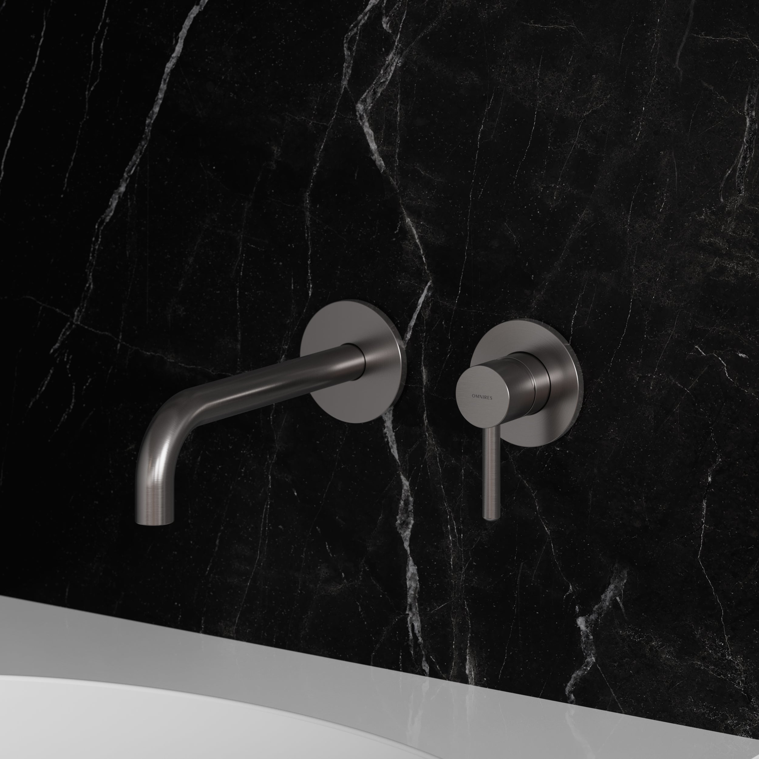 Unterputz-Waschtischarmatur Y aus Messing – zeitloses Design mit langem Auslauf in Nickel gebürstet