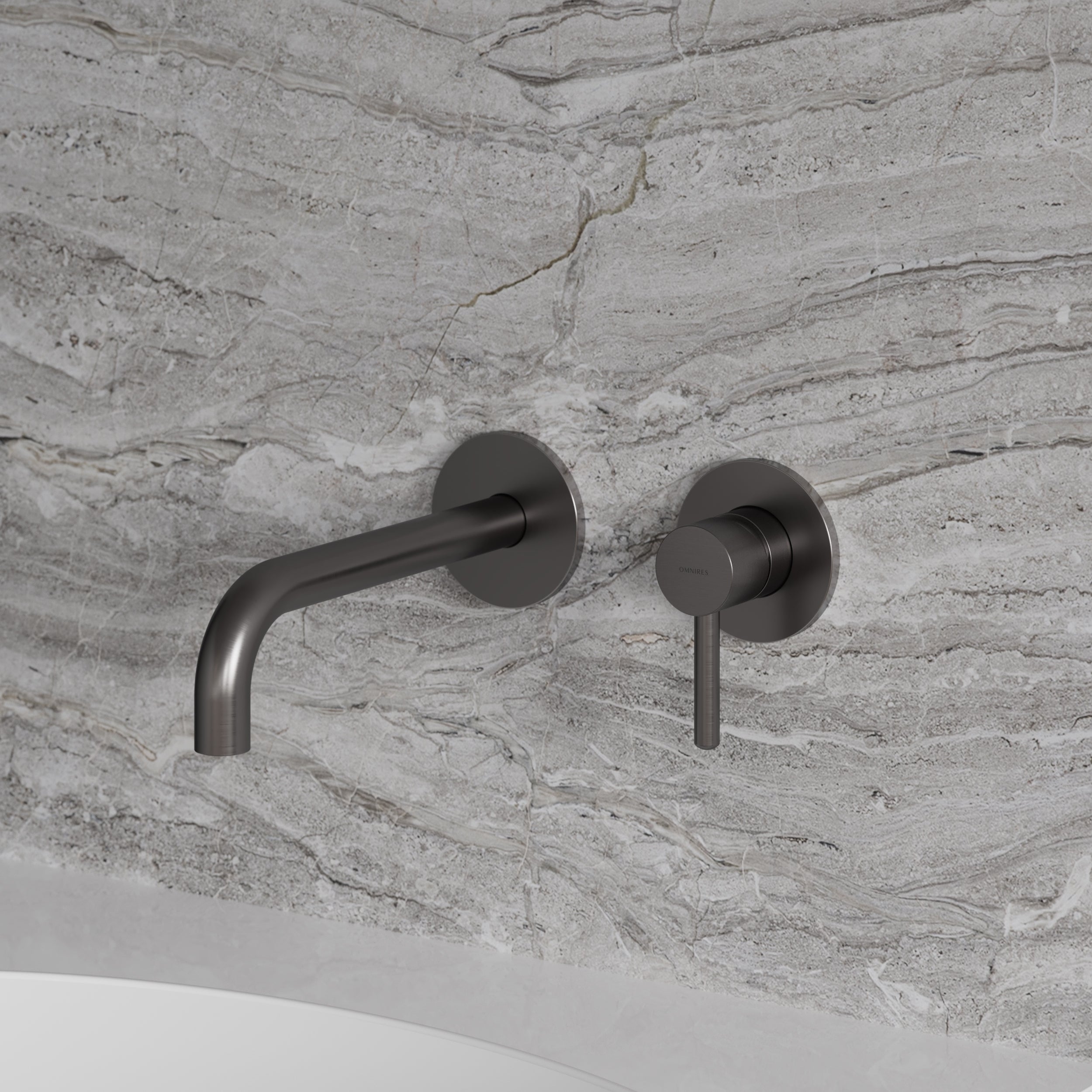 Unterputz-Waschtischarmatur Y aus Messing – zeitloses Design mit langem Auslauf in Graphit