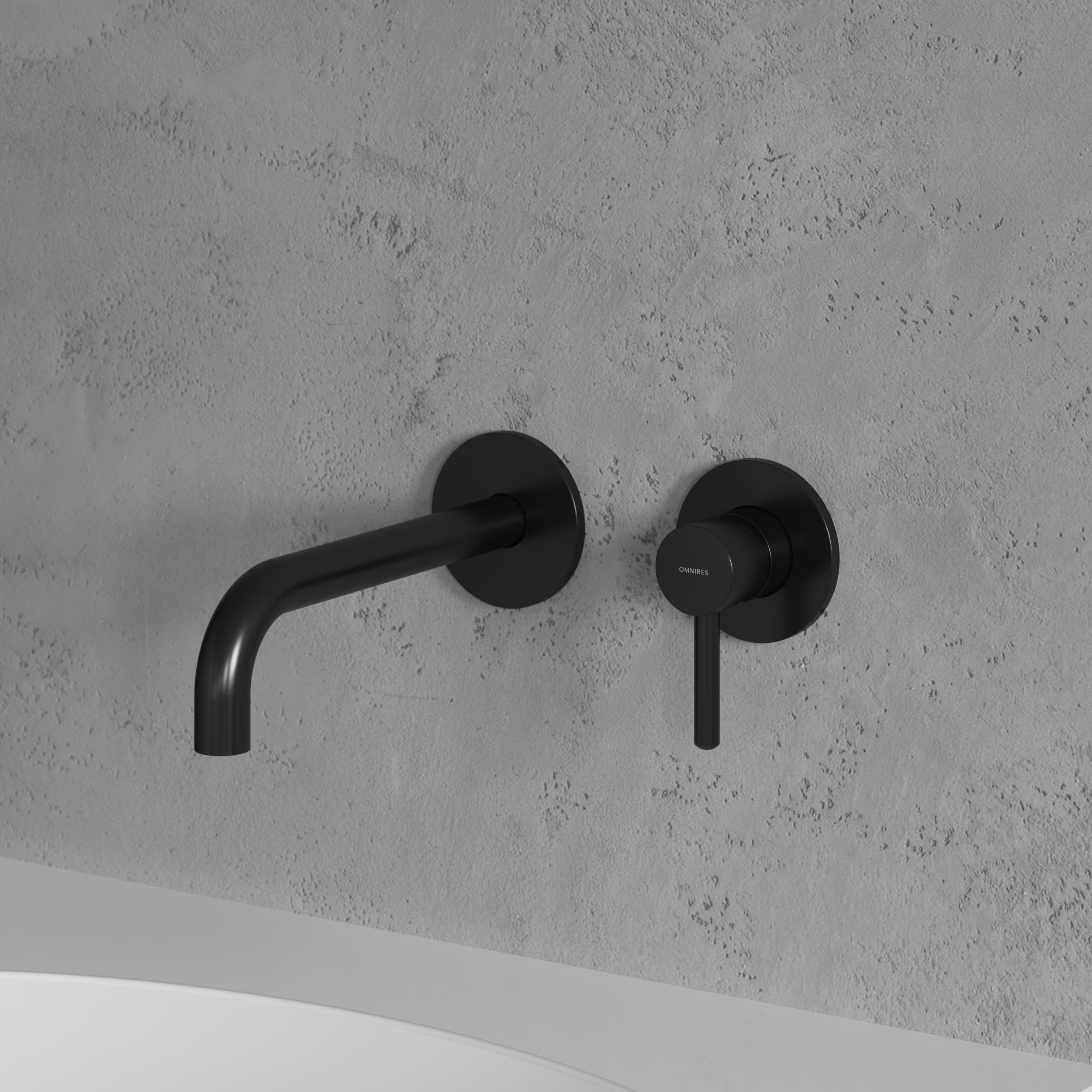 Unterputz-Waschtischarmatur Y aus Messing – zeitloses Design mit langem Auslauf in Schwarz Seidenmatt