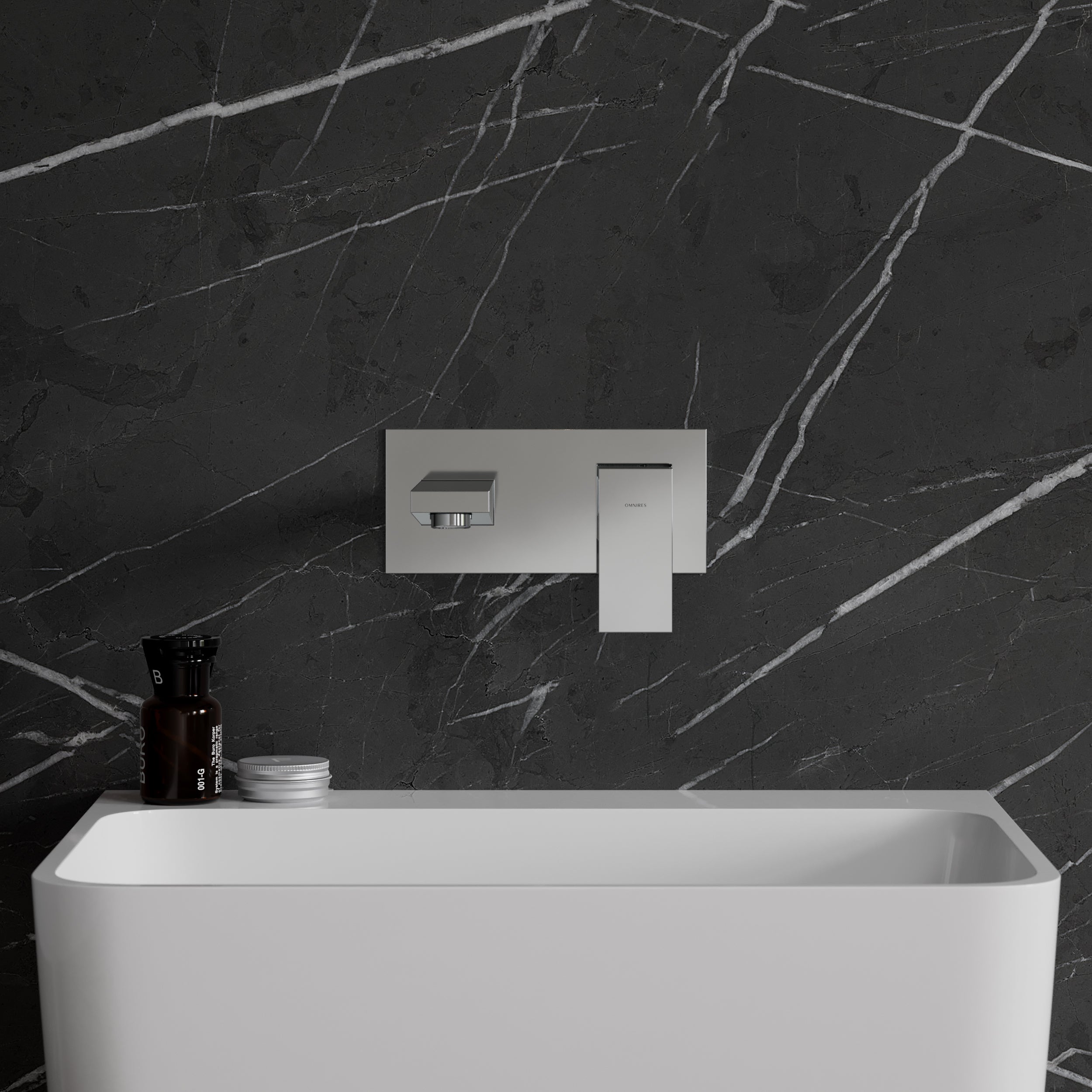 Frontansicht der FRESH Unterputz-Waschbeckenarmatur – präzise Linienführung und hochwertige Verarbeitung