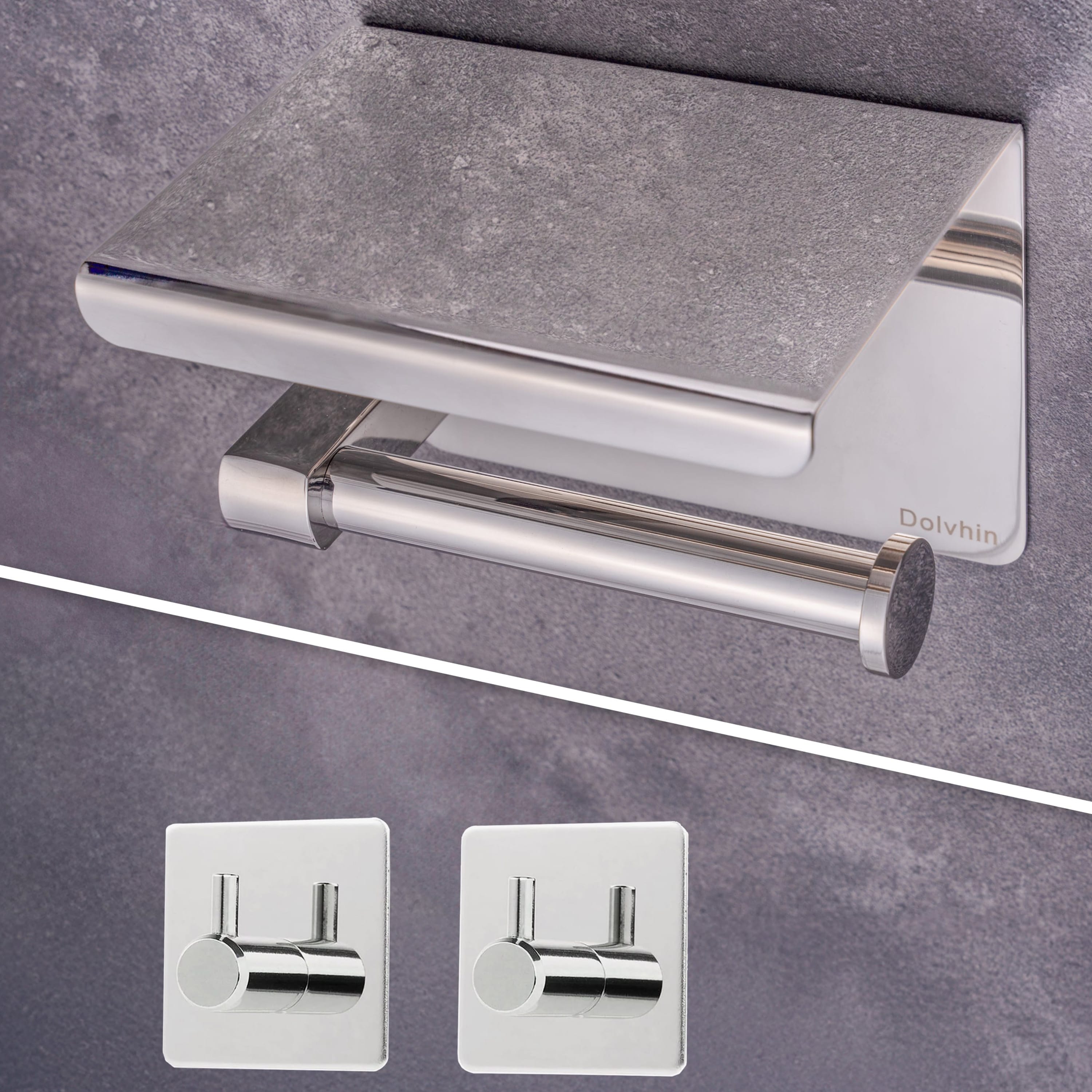 Toilettenpapierhalter ohne Bohren und Handtuchhaken poliert glänzed Edelstahl