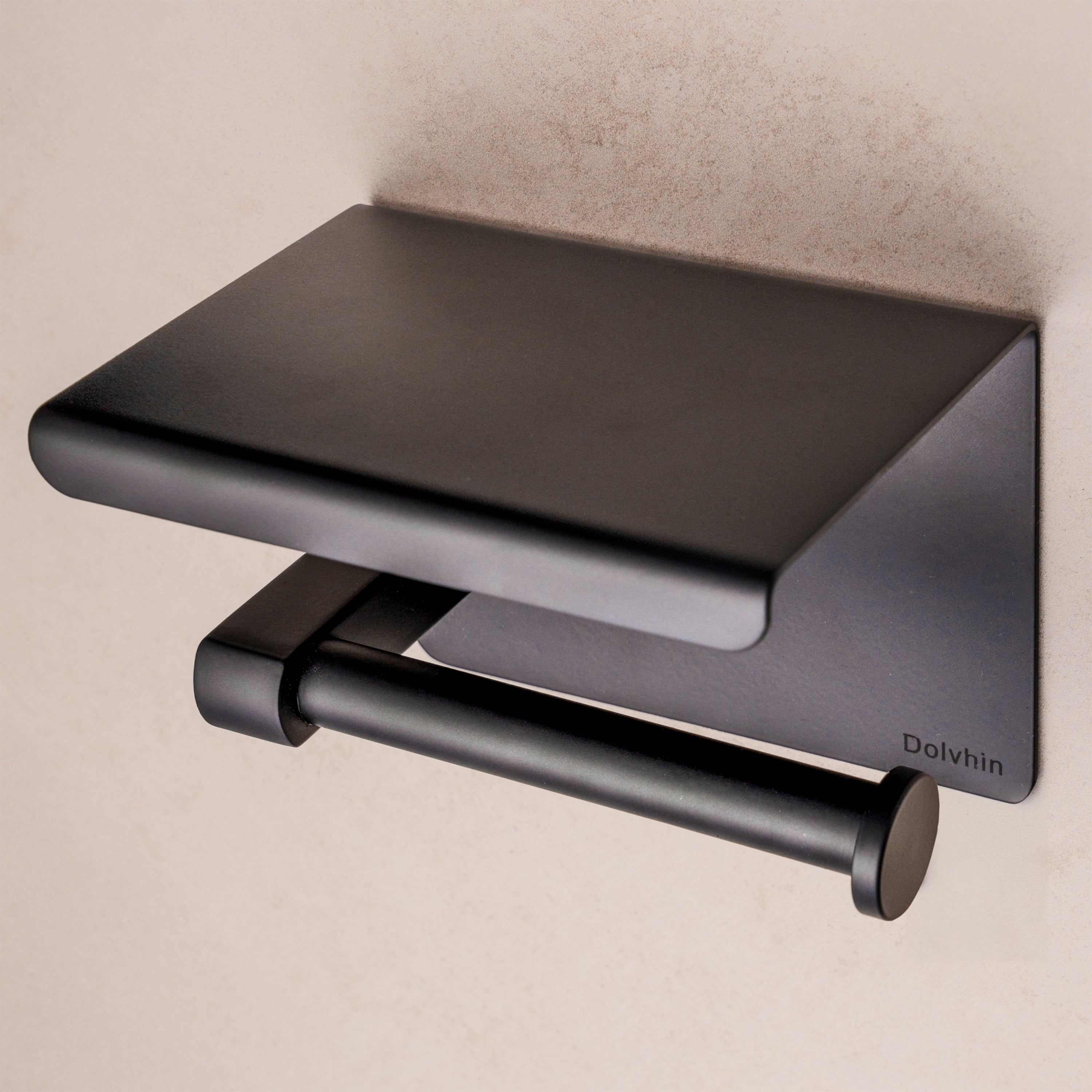 toilettenpapier-halterung zum bohren oder kleben Schwarz Matt