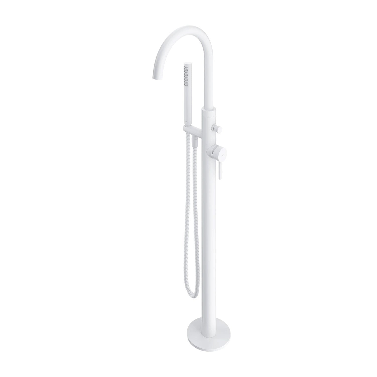 Freistehende Badewannenarmatur Y aus Messing in Weiß matt mit Handbrause