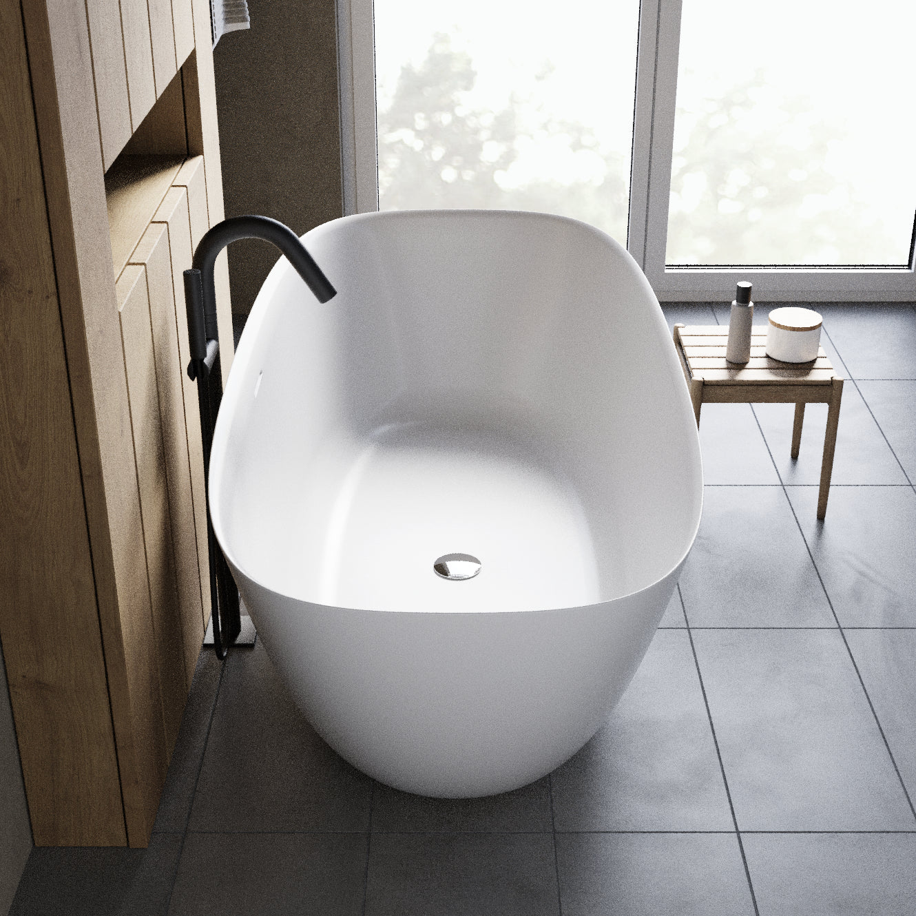 Frontansicht der Mineralguss-Badewanne Male – hygienisch & pflegeleicht