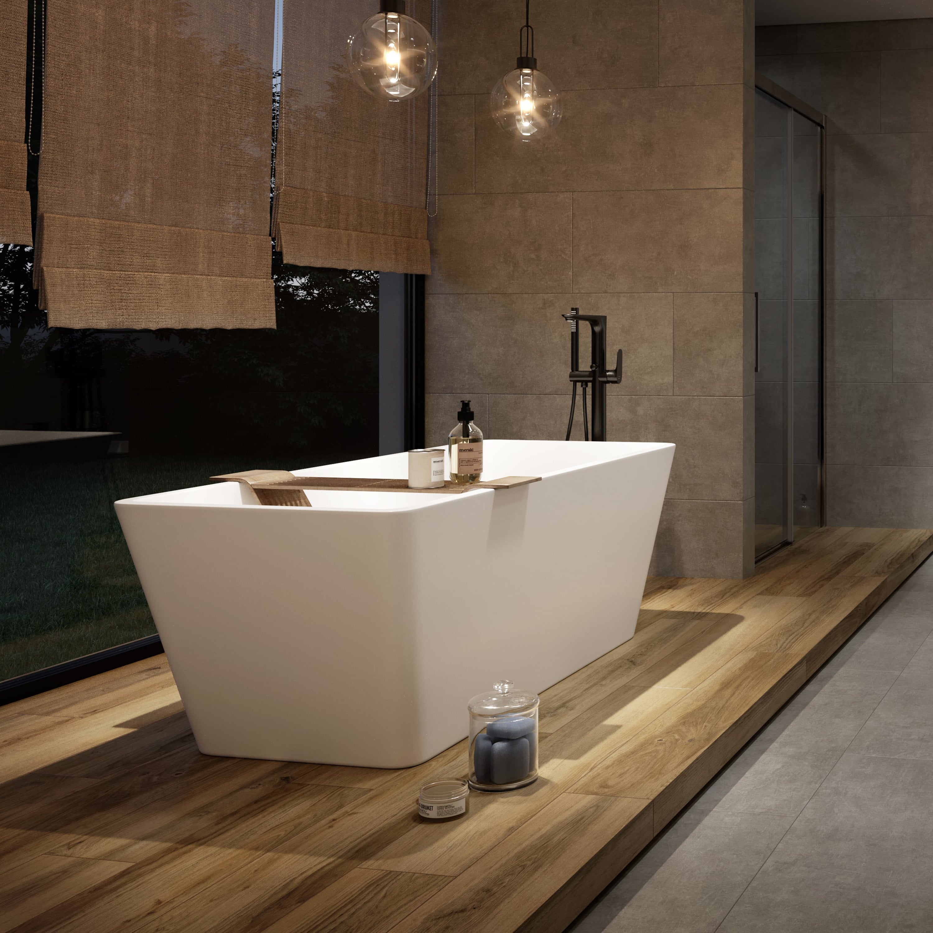 Detailaufnahme der Oberfläche der Cubo Badewanne aus Acryl – pflegeleicht & hygienisch