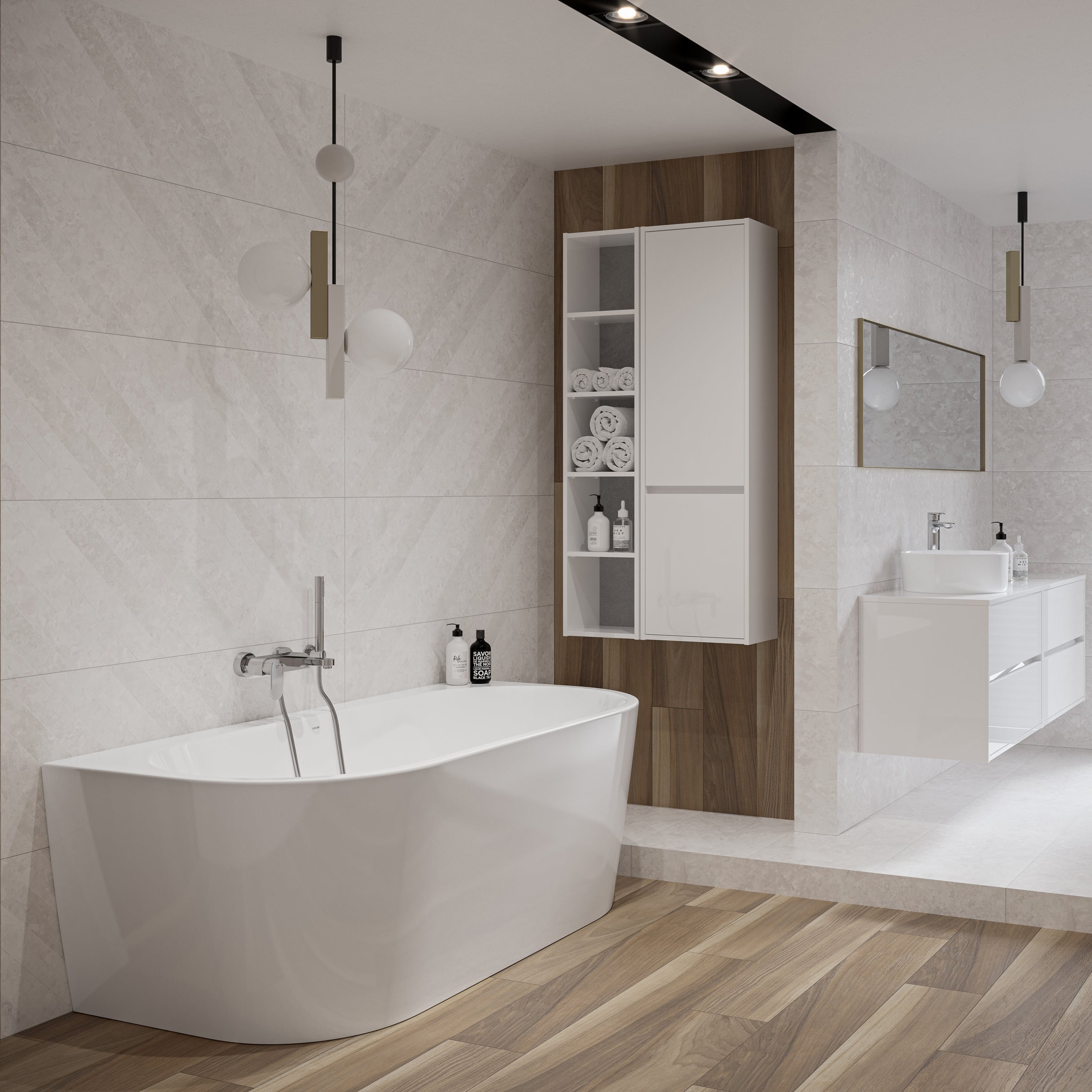 Detailaufnahme der glänzenden Oberfläche der Sanitaracryl-Badewanne Arco Oval – pflegeleicht