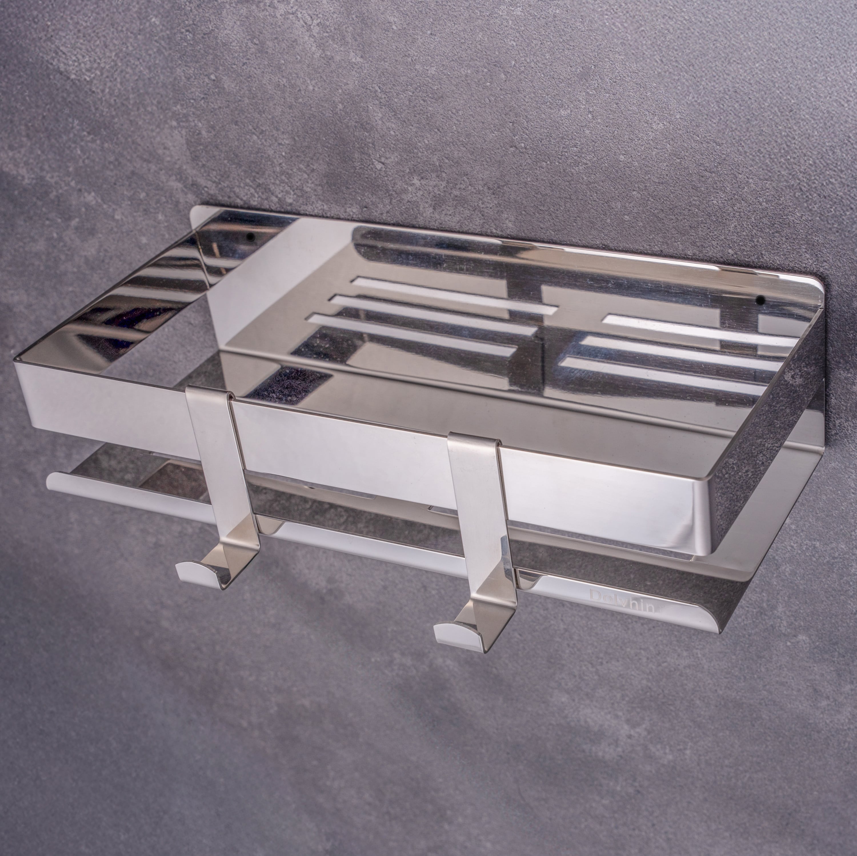 Duschablage zum kleben oder Bohren Duschkorb Chrom poliert