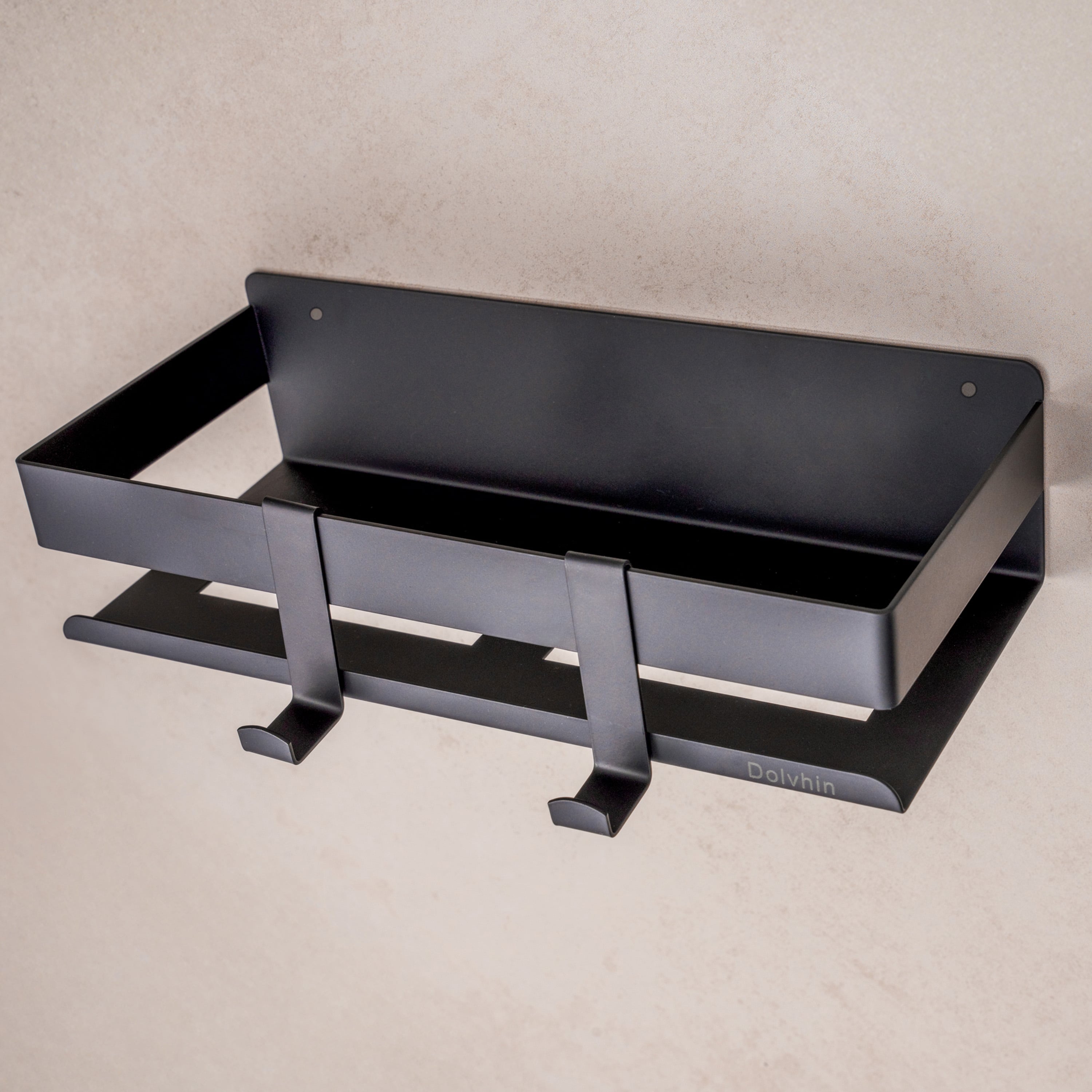 Duschablage zum kleben oder Bohren Duschkorb schwarz matt